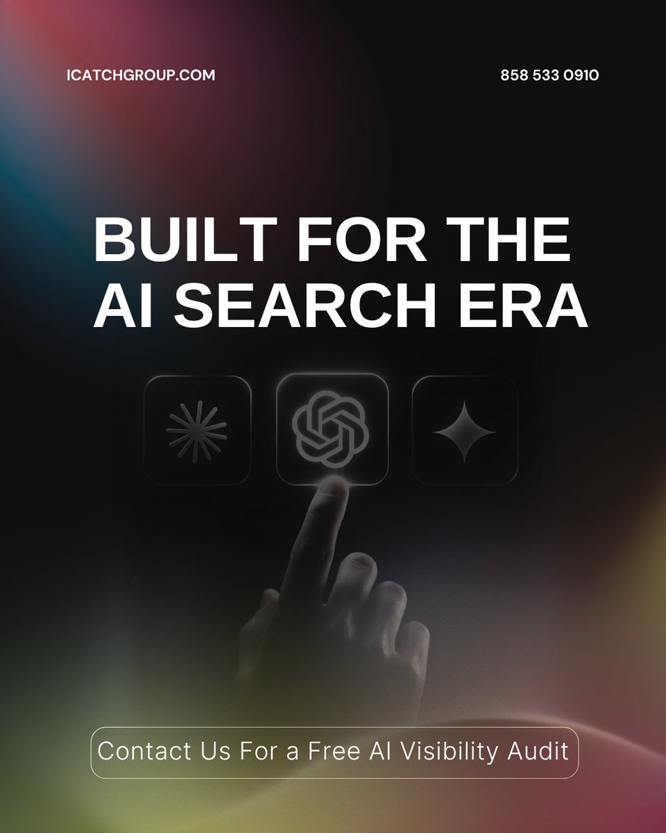 iCatchMarketing's tweet photo. The future of search is already here. If AI can't find your business, your customers may not either. We'll help optimize your online presence for the next generation of search. https://t.co/Dwo8S7L5km