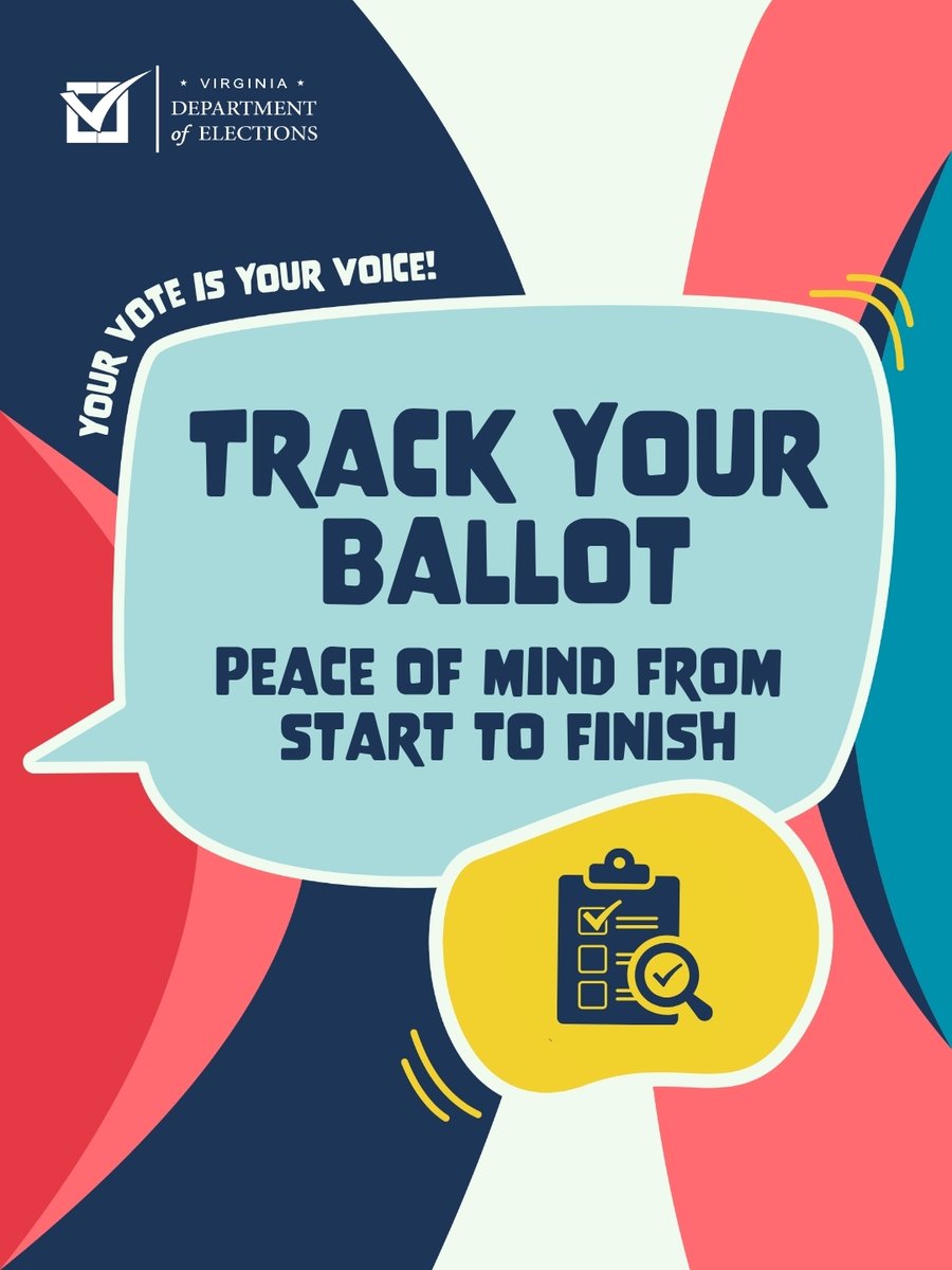 vaELECT's tweet photo. Wondering where your ballot is? With our ballot tracker, you can follow your mail-in ballot from the moment it’s mailed to you until it’s received and counted.

Track your ballot through the Citizen Portal at https://t.co/Z4PThNmbjG.

#BallotTracker #SecureVoting #VirginiaVotes https://t.co/O14oi5KI7N