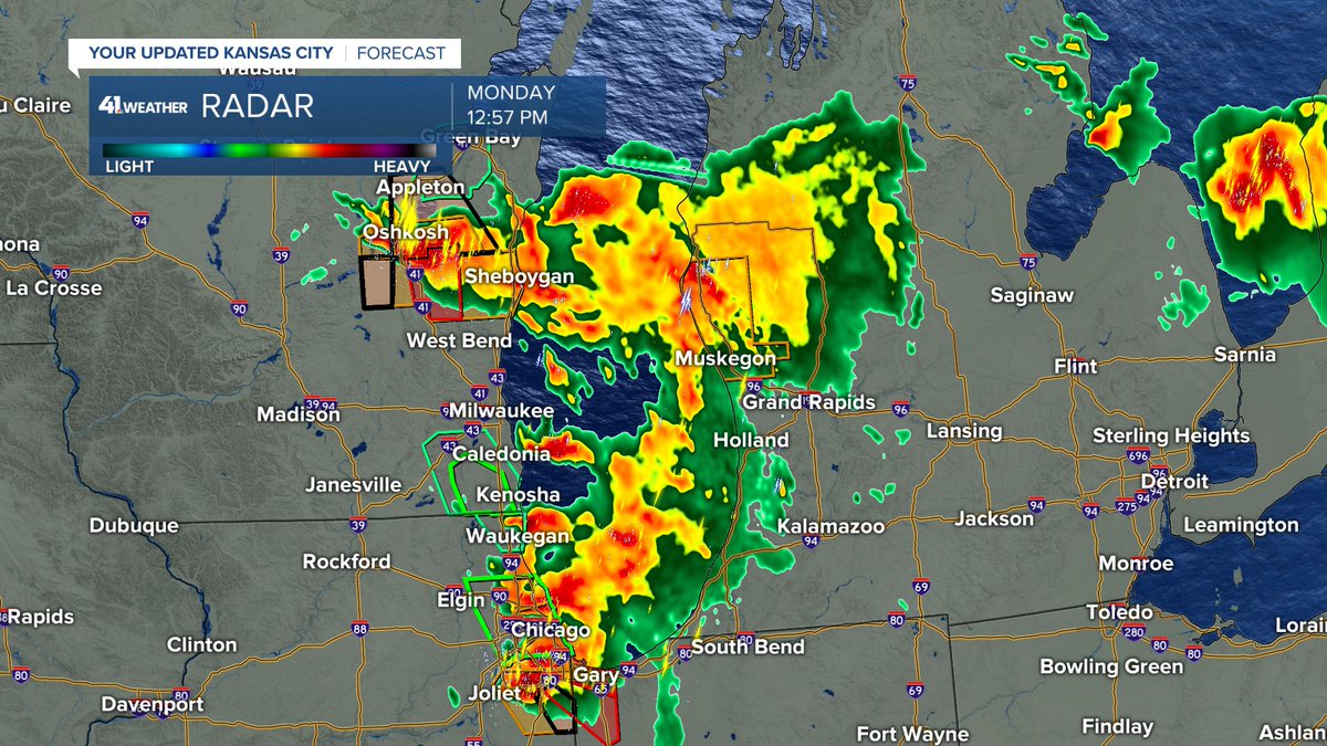 JeffPenner2020's tweet photo. WEATHER UPDATE (7/27/2026):
While we deal with the heat, there is a severe weather outbreak ongoing from Green Bay, WI to Chicago, IL.

Our T-Storm chances increase this week as well.

Details are in our updated @KSHB41 weather blog at:

https://t.co/tWkg7vuOS7 https://t.co/dkcCjXi6gw