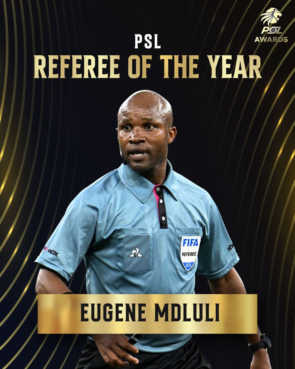 OfficialPSL's tweet photo. #PSLAwards26: Eugene Mdluli is the PSL Referee of the Season. https://t.co/uQEMPhY1mW