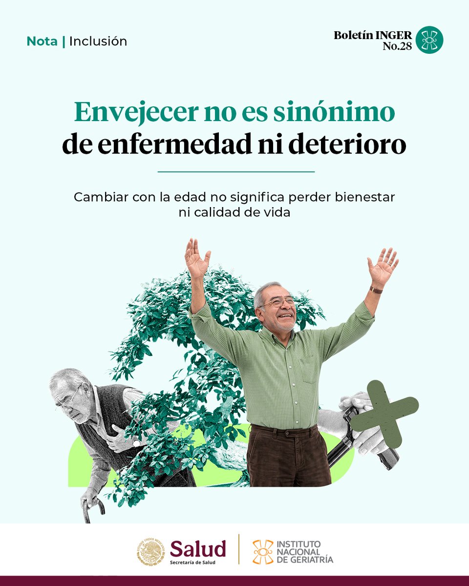 INGER_mx's tweet photo. ¿Es normal enfermar al envejecer? 

Envejecer es un proceso natural que forma parte de la vida y no significa, por sí mismo, perder la salud o la autonomía. 

Nota completa: https://t.co/shmG9fhSVt https://t.co/vYXYH685gQ