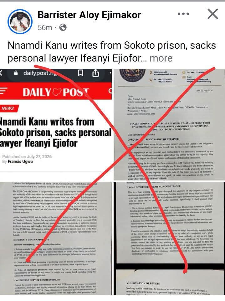 four_unit's tweet photo. ATTENTION. 
This is to inform all IPOB members, lovers of freedom &amp; the General public that the Re-branded Autopilot of Nnamdi Kanu that  IPOB is not under the command and control of Sokoto Caliphate.

Sir Barr IFEANYI EJIOFOR REMAINS IPOB LAWYER. 
FREE BIAFRA @UN @EU https://t.co/AUogJb0ue6