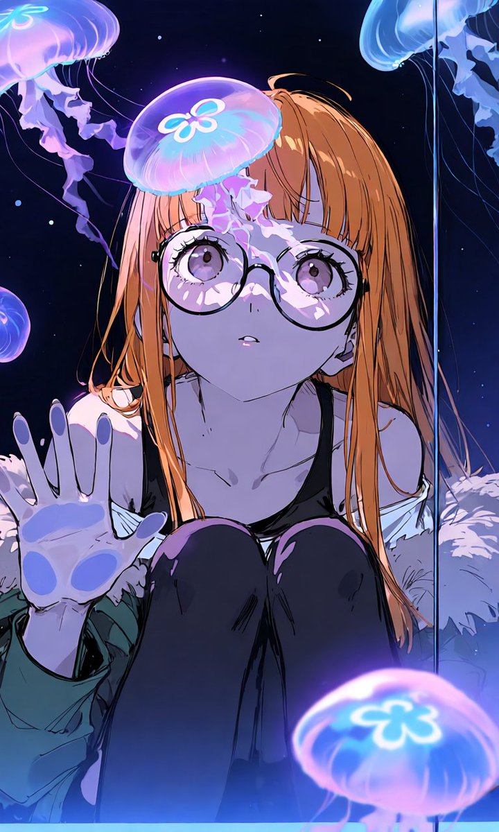 Nerfagentg's tweet photo. 双葉「クラゲって脳がないのに生きていけるらしい。強くね？」

#ペルソナ5 
#佐倉双葉 
#AIイラスト https://t.co/ulM1hBYZWd