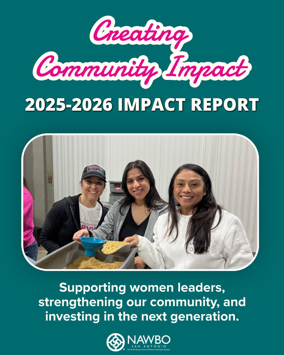 nawboSA's tweet photo. Our 2025–26 Impact Report is here, and it shows what happens when women entrepreneurs unite! Beyond our core mission of advocating for and protecting your business here is a look at how NAWBO San Antonio gave back, elevated voices, and inspired the next generation this past year! https://t.co/desSoNhnyU