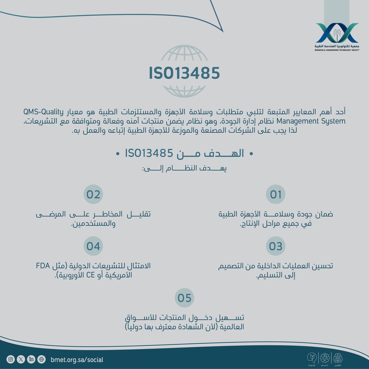 bmet_sa's tweet photo. كيف نضمن أن الجهاز الطبي بين أيدينا آمن وفعال 100%؟
معيار #ISO13485 هو الإجابة! تعرفوا في هذا البوست على مفهوم هذا المعيار وأهدافه الرئيسية في حماية المريض وتسهيل الوصول للأسواق العالمية.

#BMET
#دعم #توعية #تمكين https://t.co/qonRzvswCw