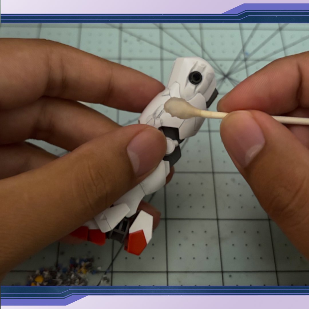 GundamInfoNA's tweet photo. Welcome back to our Weekly Let's Build Session! Last time, we looked into how to cut your pieces off the runners. Hopefully by now your Gunpla has been fully constructed. If not, go ahead and get those pieces set in!

We're now moving to panel lining. You'll notice there are many grooves found on the pieces. These are perfect for panel lining, where you take a pencil and fill in the space with a mark. You'll notice that the piece appears to have more depth than it did before.

If you'd like, you can upgrade by using a fine tip pen or a fine tip brush with ink on it to panel line! If some of the ink splotches onto the areas you don't want, you can use a cotton swab and nail polish remover to gently remove the unwanted splotch.

We hope your Gunpla is coming out great and that you're having fun! Next week, we'll show off the finished results!

#gunpla #gundam #g_witch