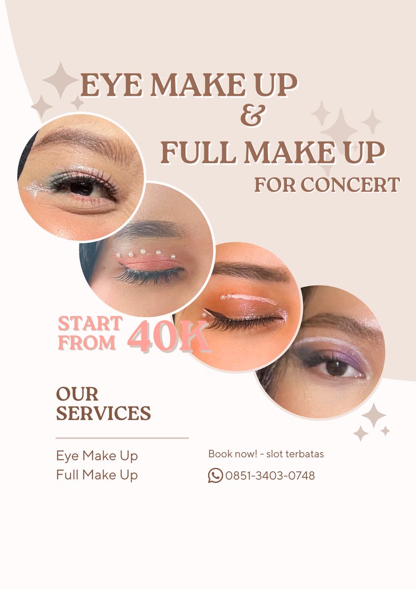 s_wauran's tweet photo. Hai haii
Siapa yang masih cari jasa makeup untuk BTS ARIRANG IN JAKARTA?

Aku masih open ya untuk jasa eye makeup maupun full makeup ya ☺️
Start from 40k dan bisa req look sesuai dengan outfit/idol kamu 👀
DM / WA for booking ✨ https://t.co/zGovLAtgML