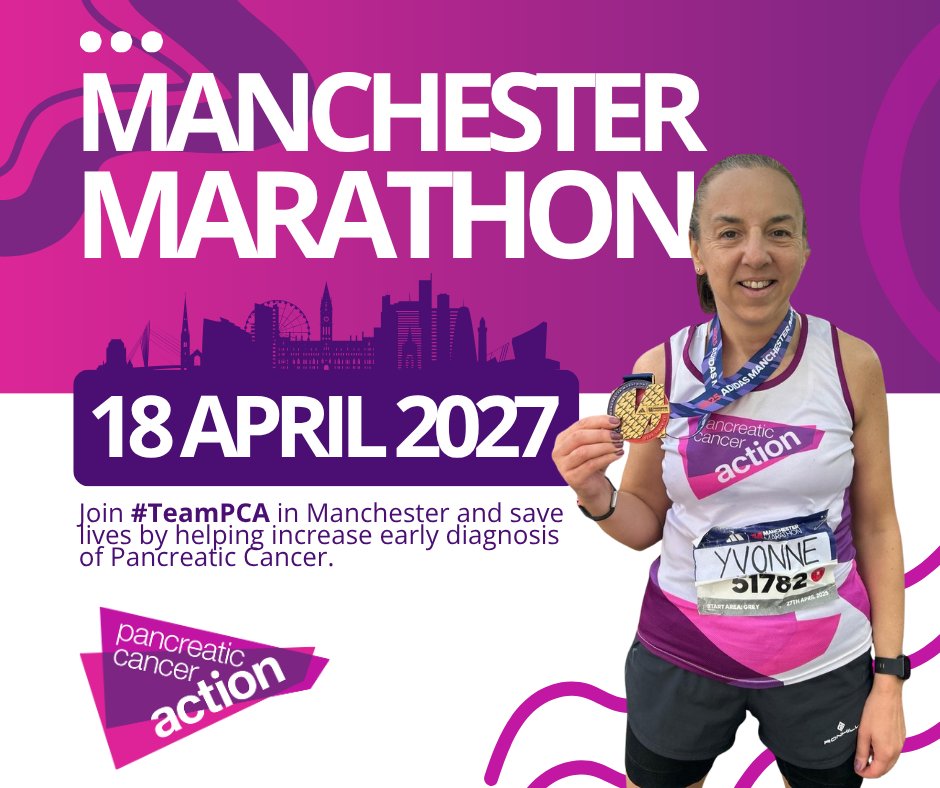 pancanscot's tweet photo. 🏃 Entries are now open for the 2027 #ManchesterMarathon!

Join #TeamPCA and make every mile count for people affected by #pancreaticcancer. 

💜 Sign up today: https://t.co/JhhUrvfBkR https://t.co/QnoyCw7ZNs