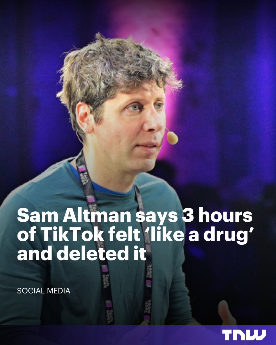 thenextweb's tweet photo. Sam Altman studied TikTok for Sora. OpenAI killed it. He opened TikTok for 10 minutes before bed. One Saturday it became 3 hours. He called the algorithm too powerful. The man building AI lost to a feed. https://t.co/AKanhs0ISa https://t.co/mAV7ZTy4s7