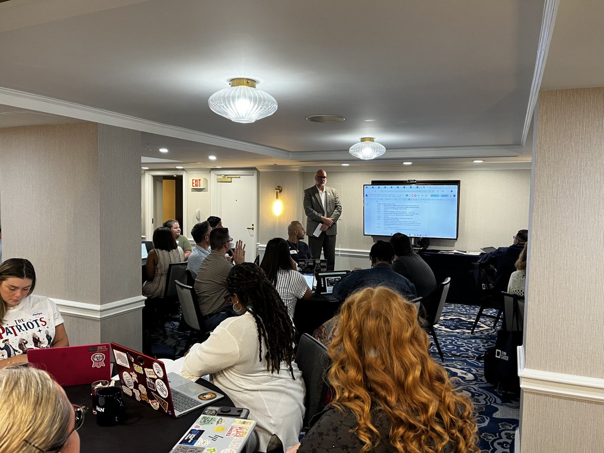 CSPANClassroom's tweet photo. Day 1 of the @CSPAN Summer Educators' Conference started with a fun game of teacher bingo, as attendees got to know one another, and remarks from #CSPAN CEO Sam Feist and Executive Producer &amp; Host Greta Brawner.

#WeLoveTeachers #Education #PD #ProfessionalDevelopment https://t.co/8ahLBQIcZE