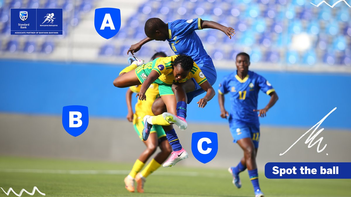 StandardBankZA's tweet photo. The players are ready. The fans are ready! 

🇿🇦 But… We can't find the ball. Can you spot it? 👇⚽
#ShebaBanyana #SBLove💙 #BackedByBlue💙 #WAFCON2026 https://t.co/xwVehsaJa5