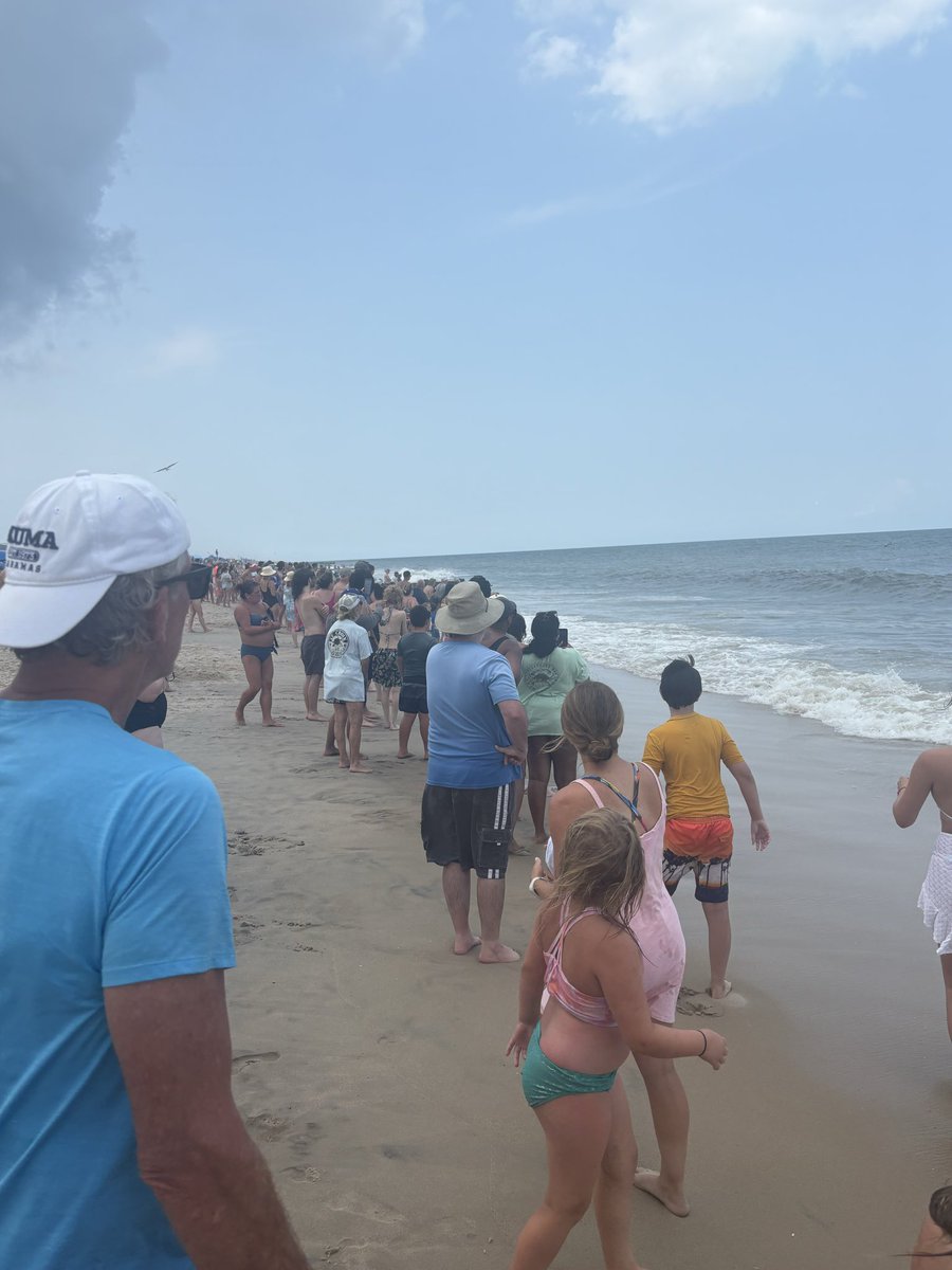 AnnaSpiegs's tweet photo. Lifeguards just cleared the surf near the Rehoboth boardwalk after two fins were spotted near the shore. Sharks showing up for Shark Week 🦈 https://t.co/mzE8EW8jev