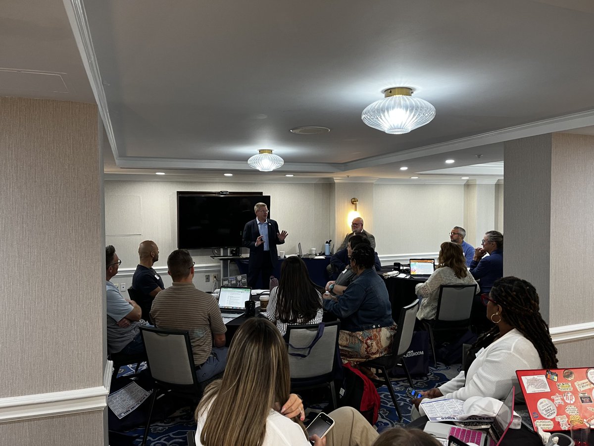 CSPANClassroom's tweet photo. Day 1 of the @CSPAN Summer Educators' Conference started with a fun game of teacher bingo, as attendees got to know one another, and remarks from #CSPAN CEO Sam Feist and Executive Producer &amp; Host Greta Brawner.

#WeLoveTeachers #Education #PD #ProfessionalDevelopment https://t.co/8ahLBQIcZE
