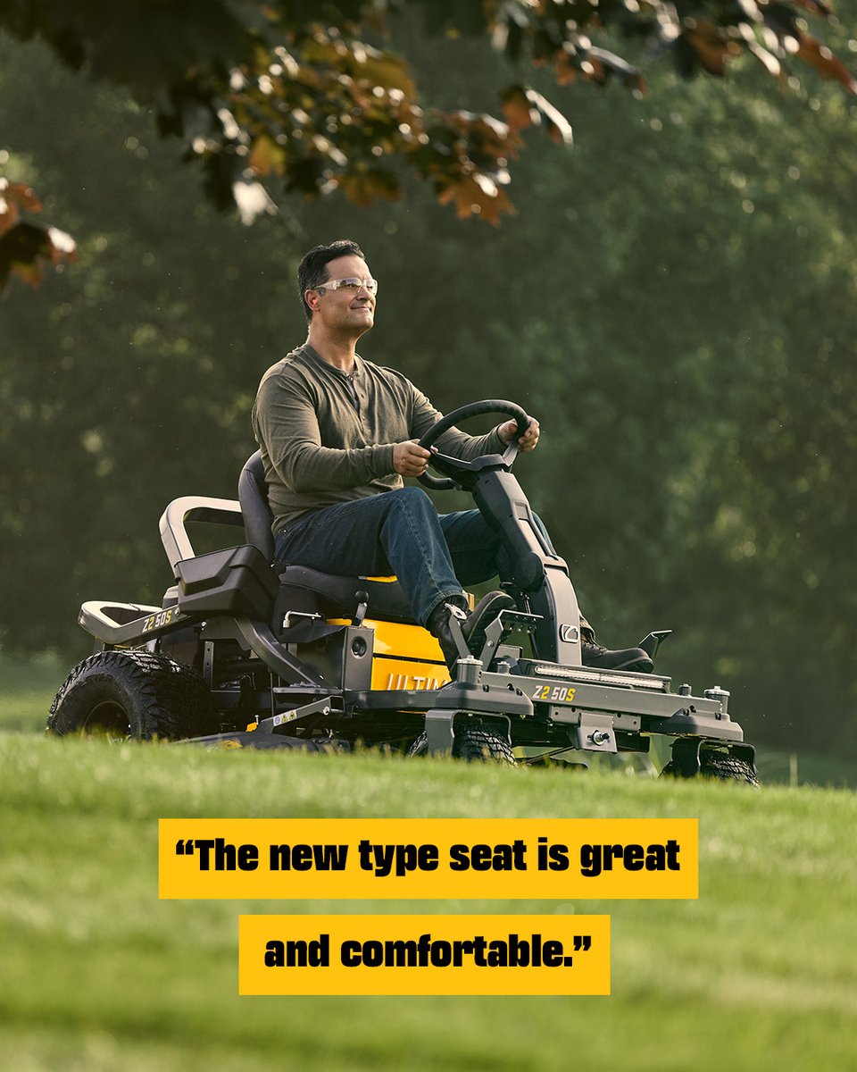 mbielert's tweet photo. What are owners loving about their Ultima Z? 
✅Cushioned seating 
✅Controlled handling 
✅Saved mow time

#CubCadet https://t.co/3WAl2o7Bit