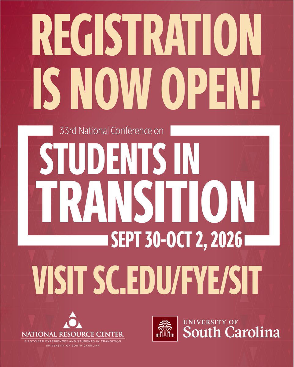 NRCFYESIT's tweet photo. The National Resource Center for The First-Year Experience and Students in Transition is excited to offer a great lineup of upcoming events! We’d love to have you join us and help elevate student success!
 
For more information, please visit https://t.co/7NY6Ll0U4N! https://t.co/dLREBS1Yzi