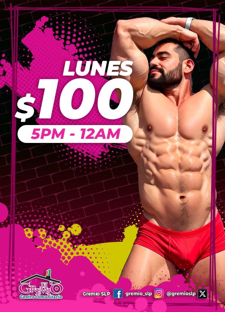 gremioslp's tweet photo. Comienza la semana con #LunesDePromo en @gremioslp, obten un 50% de descuento en tu próxima visita, solicita tu bono de descuento al dar tu cuota de recuperación de hoy de $100

Te esperamos desde las  5 PM a las  12 am 

 #GaySLP #bears #crusingenbaños https://t.co/TebCkLgacE