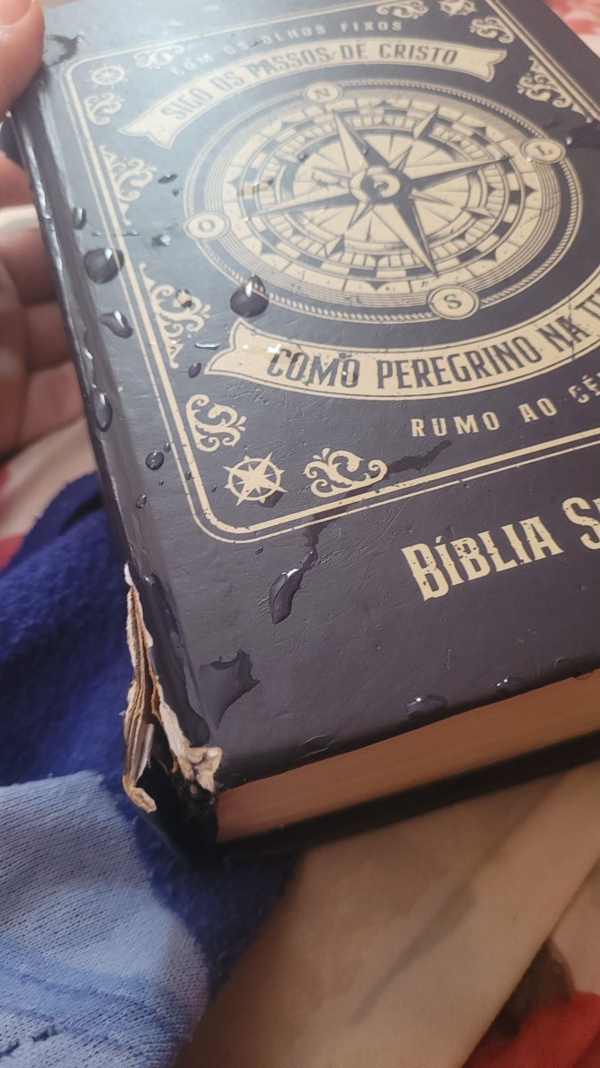 becalispector's tweet photo. Imagens de dor e sofrimento 

Meu copo de água caiu em cima da minha bíblia e molhou principalmente às páginas do novo testamento onde tá a maior parte das anotações de canetinha 😭😭😭😭😭😭😭😭😭😭 https://t.co/fKpN4qxtj3