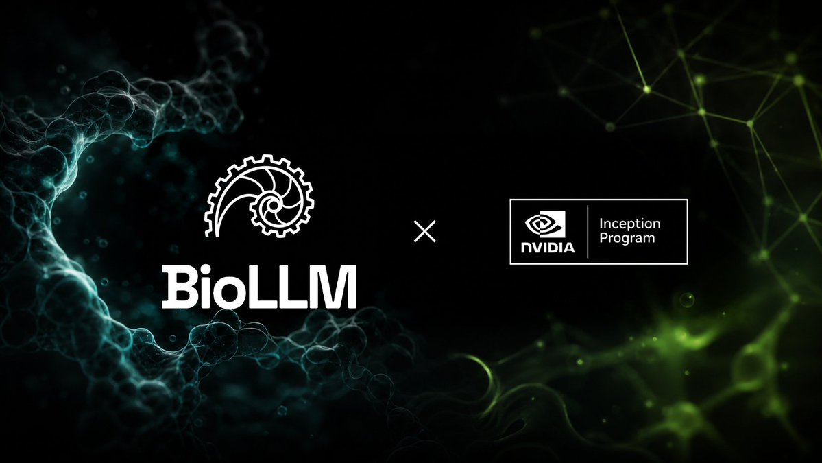 BioLLM_'s tweet photo. Proud to share that BioLLM is a member of the NVIDIA Inception program.

We’re building at the intersection of AI and biology and look forward to accelerating what’s possible!

#NVIDIAInception https://t.co/Ureqk1ssXk