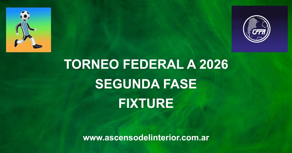 ascensointerior's tweet photo. 🇦🇷#FederalA. ¡FIXTURE DE LA SEGUNDA FASE DEL FEDERAL A 2026! 💣💣💣

📌 El torneo ofrece 2 ascensos a la #PrimeraNacional.
📌 Habrá 10 clasificados a la #CopaArgentina.
📌 Serán 4 los descensos al #TorneoArgentino.

LINK👇👇:
https://t.co/dLRulKbfmw https://t.co/pbPRVAHl3M