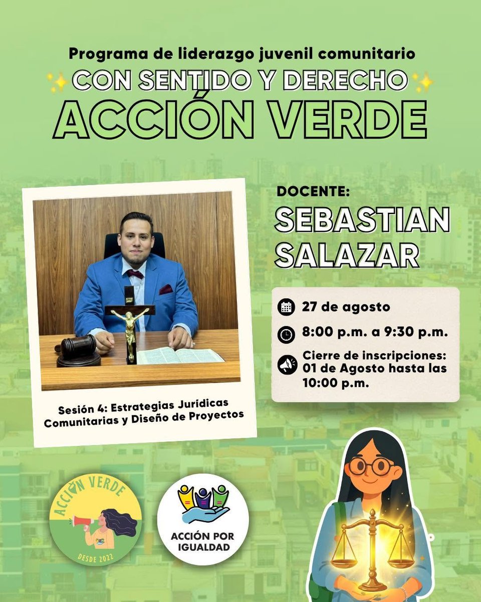 APORI_Peru's tweet photo. ✨ ¡Conoce a nuestro sexto docente!
Nos complace presentar a Sebastian Salazar, quien será parte del Programa de Liderazgo Juvenil Comunitario "Con Sentido y Derecho Acción Verde". https://t.co/NH7LhhvA5h