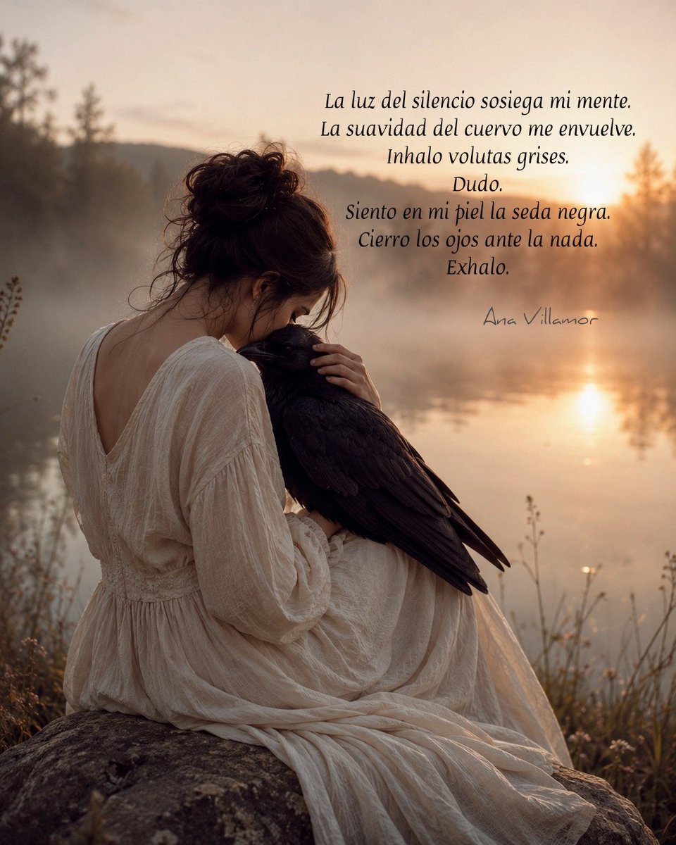 AnnaHibernum's tweet photo. La luz del silencio sosiega mi mente.
La suavidad del cuervo me envuelve.
Inhalo volutas grises.
Dudo.
Siento en mi piel la seda negra.
Cierro los ojos ante la nada.
Exhalo.
#letrasymás #escribiresvivir #escribirte https://t.co/WK5kssAnYV