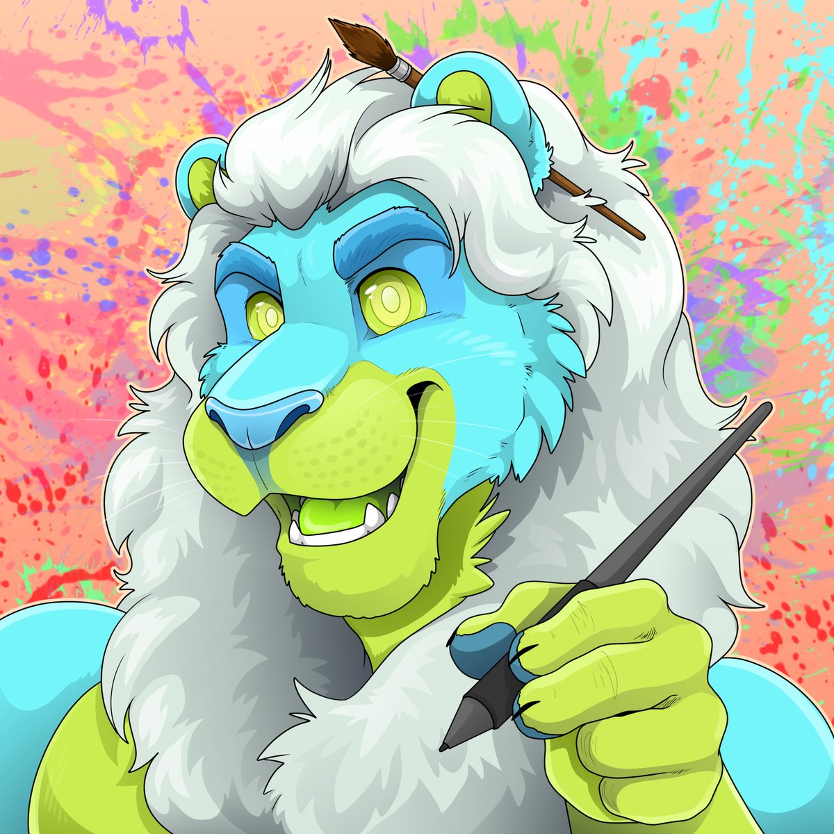 JackalooComics's tweet photo. Icon commission! This handsome otherworldly big cat is ready to create something awesome with his artistic skills~ Thanks Vincent! https://t.co/vt7oAwDyvB