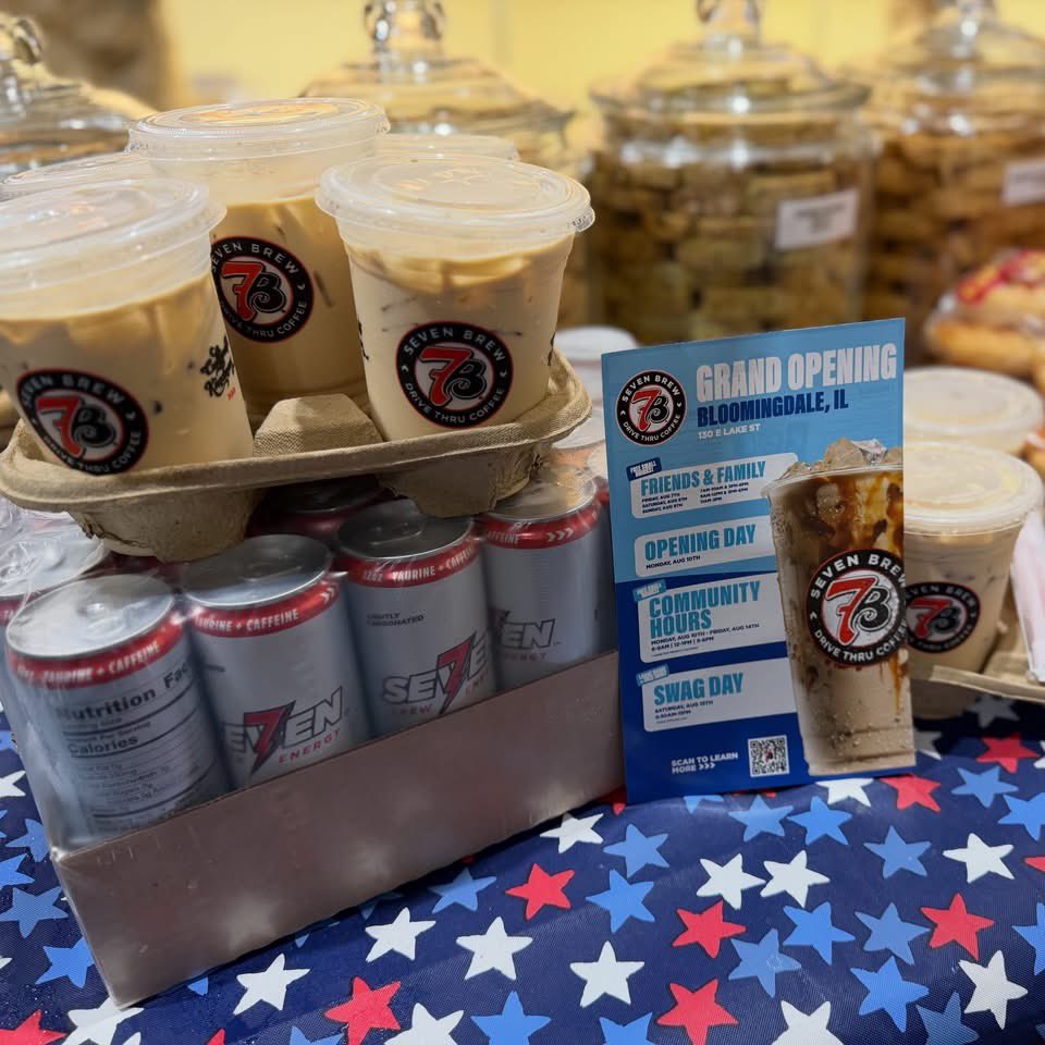 ChicagoPastry's tweet photo. Thank you to our new friends at Seven Brew  130 E Lake Street. Nothing better than a coffee and energy drink to enjoy on this rainy summer day! ☕️⚡️

Check out their new location opening on August 6th! #sevenbrewcoffee @Chamber60108 https://t.co/30L9GiLPTF
