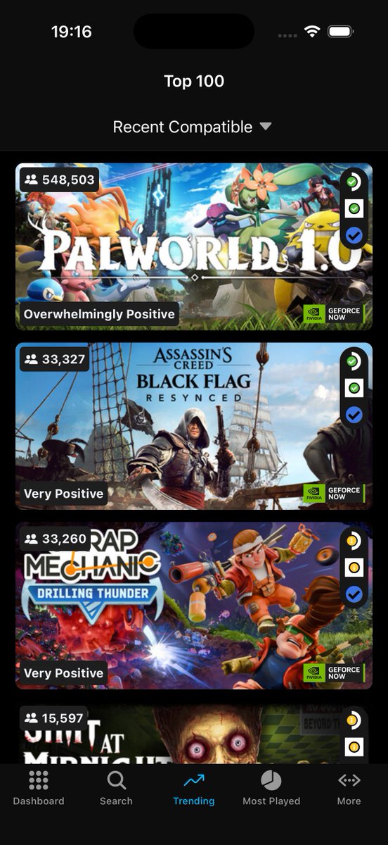 SteamDeckGaming's tweet photo. GOS Companion v1.8.0 is now live with major updates!
- Gaming on Steam Rebrand
- Steam Machine Verified status
- Push notifications now support updates to verified status on deck, machine or SteamOS
- Steam login for library and wishlist sync
- Set your preferred Home page on start
- Newly Compatible games list expanded to cover playable on steam os, machine and deck

Check out the update on the iOS and Android App Stores!

If you want access to betas and support further dev and updates, check out our Patreon: https://t.co/Aq27KjuLQl