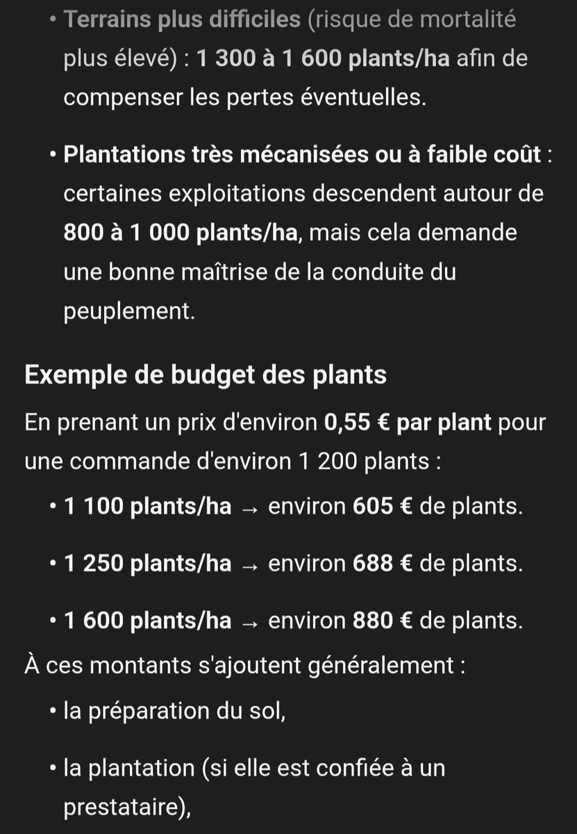 LoeilAverti's tweet photo. @CerfiaFR 🚨FAUX TOTALEMENT FAUX🚨
Il y a actuellement environ 11 200 hectares de forêts brûlées sur les principaux incendies.
J'ai fait le calcul selon les prix du fournisseur local "PLANFOR"
✴️CELA COÛTERAIT 20/30 MILLIONS ! 
‼️Quelle bande d'escrocs ‼️
🔥LA PREUVE 👇 https://t.co/NPhWyyMZyH