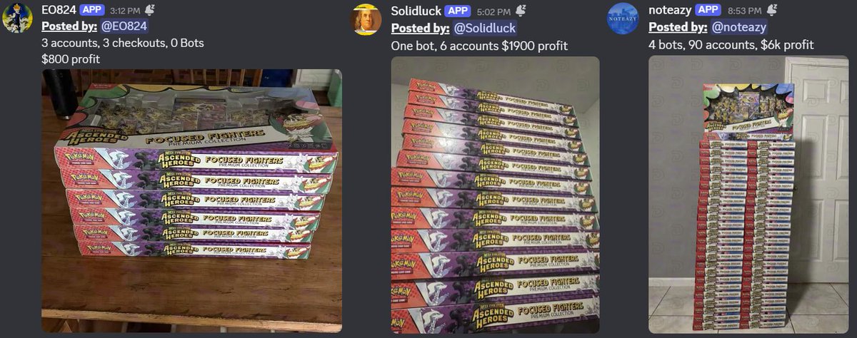 akchefs's tweet photo. POKEMON!

What you see below is the comparison of someone not using a bot to checkout, someone using one bot and someone using four bots. What do they all have in common? All are going to make money from being in Divine! 🔥

- $800 profit
- $1,900 profit
- $6,000 profit

⬇️ https://t.co/N3qnlj5Srb