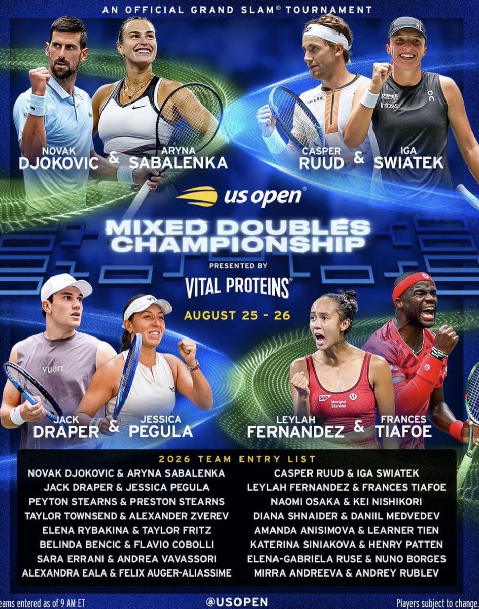 cici_obi's tweet photo. 🤩 Nole &amp; Aryna 
Naomi Osaka &amp; Kei Nishikori (it’s happening😁)
#usopen26 https://t.co/bUNZrIdzpC