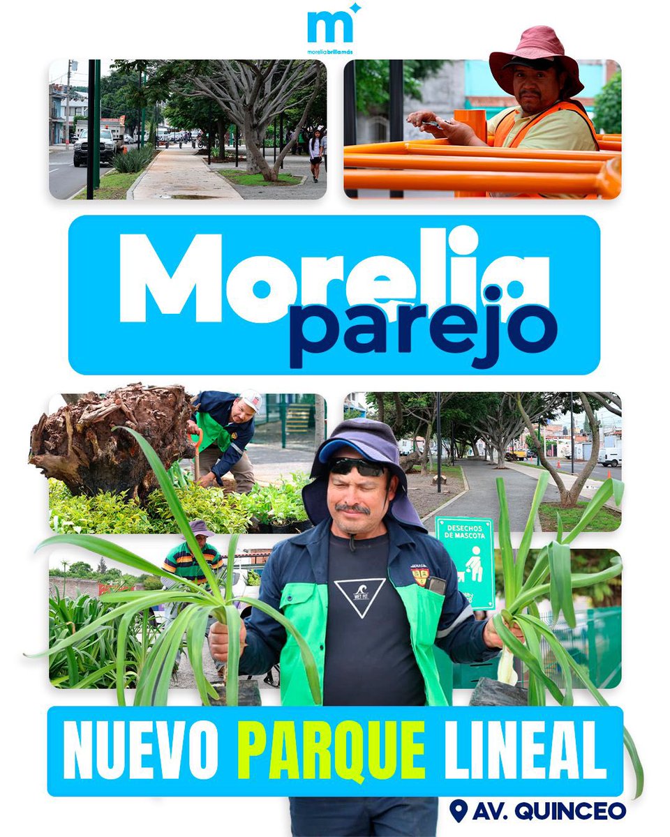 AlfonsoMtz_Mx's tweet photo. 🍃 Estamos trabajando para embellecer el norte de la ciudad, y que los habitantes de esa zona disfruten al máximo del nuevo Parque Lineal de avenida Quinceo.

#MoreliaBrillaMás✨ https://t.co/0QFCxogByC