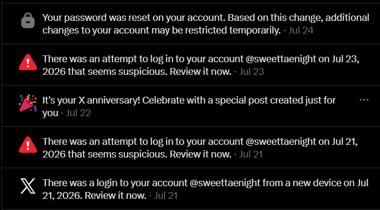 sweettaenight's tweet photo. I am finally back into my account. Please someone help me spread this. 
Someone with the email address of glmaland_99@hotmail.com hacked into my account, changed the email address from my previous one to the one i mentioned before changed the password and completely locked me out https://t.co/JyHkpqj4Cn