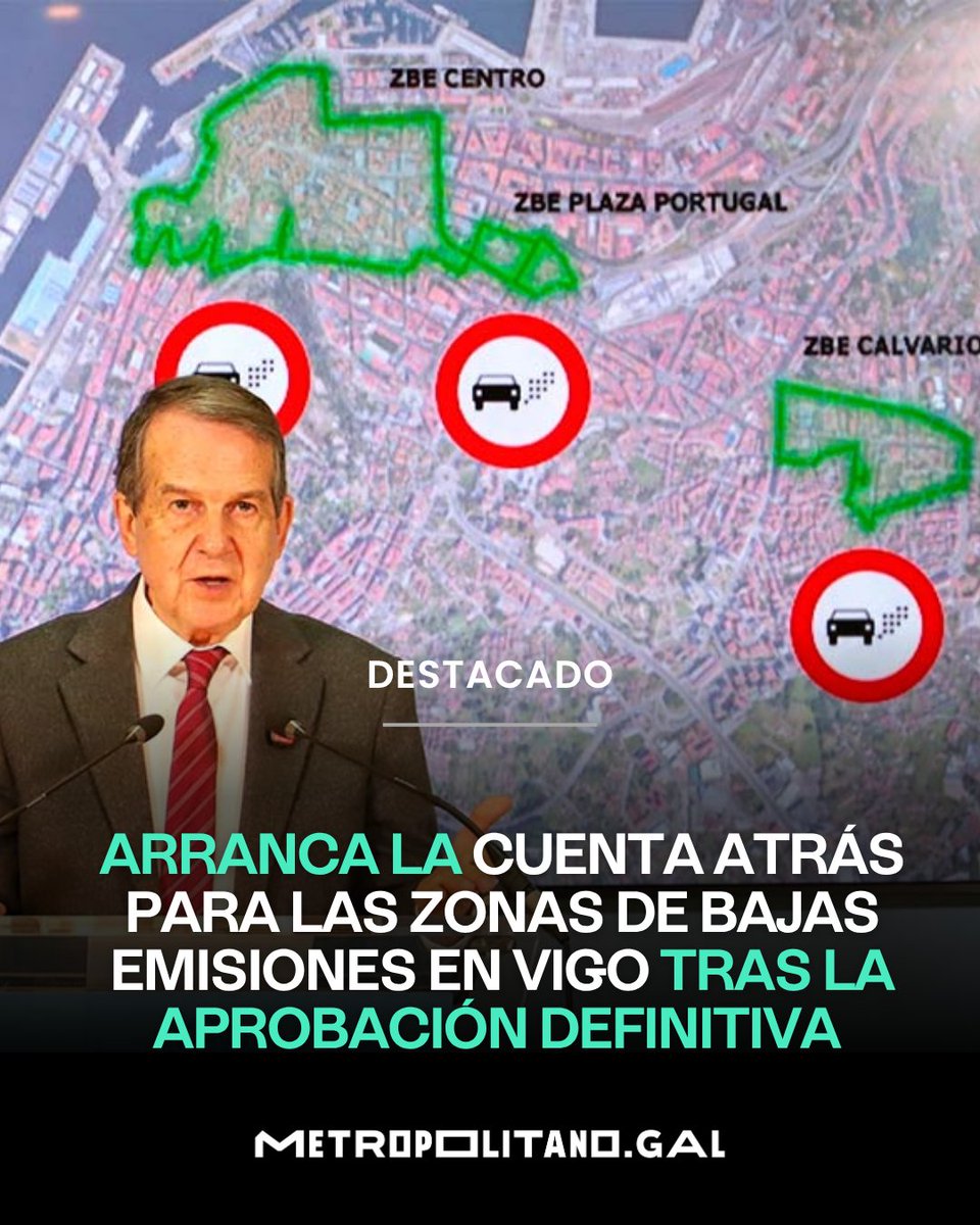 MetroVigo's tweet photo. #BajasEmisiones 
🚗 Arranca la cuenta atrás para las Zonas de Bajas Emisiones en Vigo tras la aprobación definitiva

✅ Se cumple el último paso necesario para su implantación en las próximas semanas 👉 https://t.co/NvcN0UDzXq https://t.co/Q0FgI5pu19