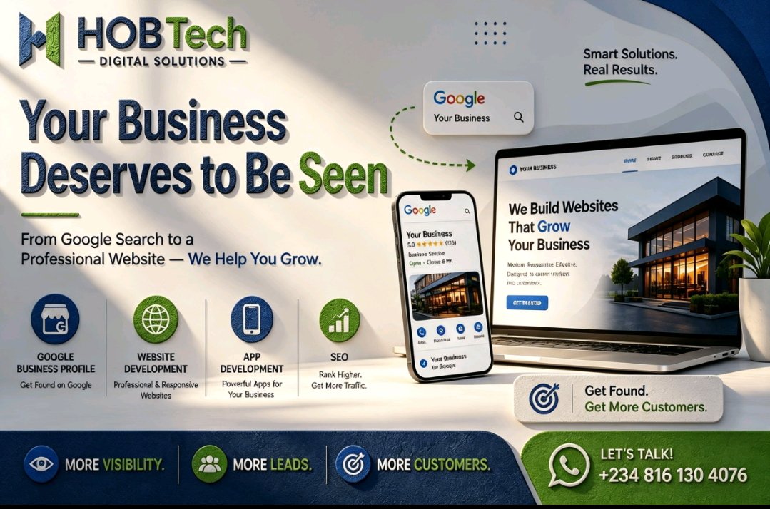 kingHOB_'s tweet photo. The more visible your business is online, the more opportunities you create.
📍 Google Business Profile • 🌐 Website Development • 📱 App Development • 🔍 SEO

#HOBTech #GoogleBusinessProfile #WebsiteDevelopment #SEO #DigitalMarketing https://t.co/zaVbMfVcD3