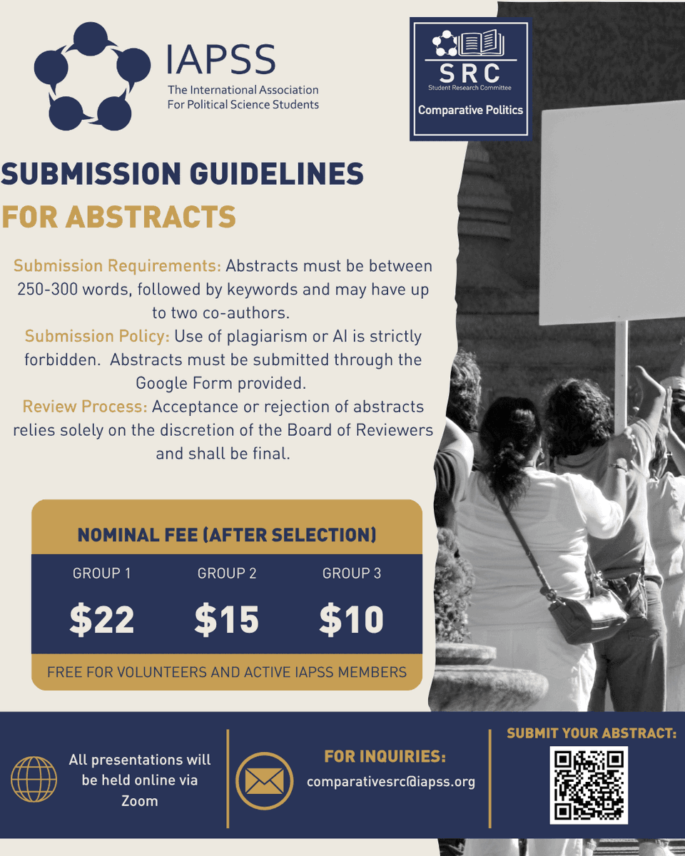 iapss's tweet photo. 📣 Call for Abstracts | CPSRC Annual Seminar 2026
Abstract submissions for  the theme:
Changing Contours of Contemporary Populism

We welcome submissions on a range of comparative politics topics, including:
Democratic backsliding, Electoral politics, Social movements, and more. https://t.co/kLatAcKdOL