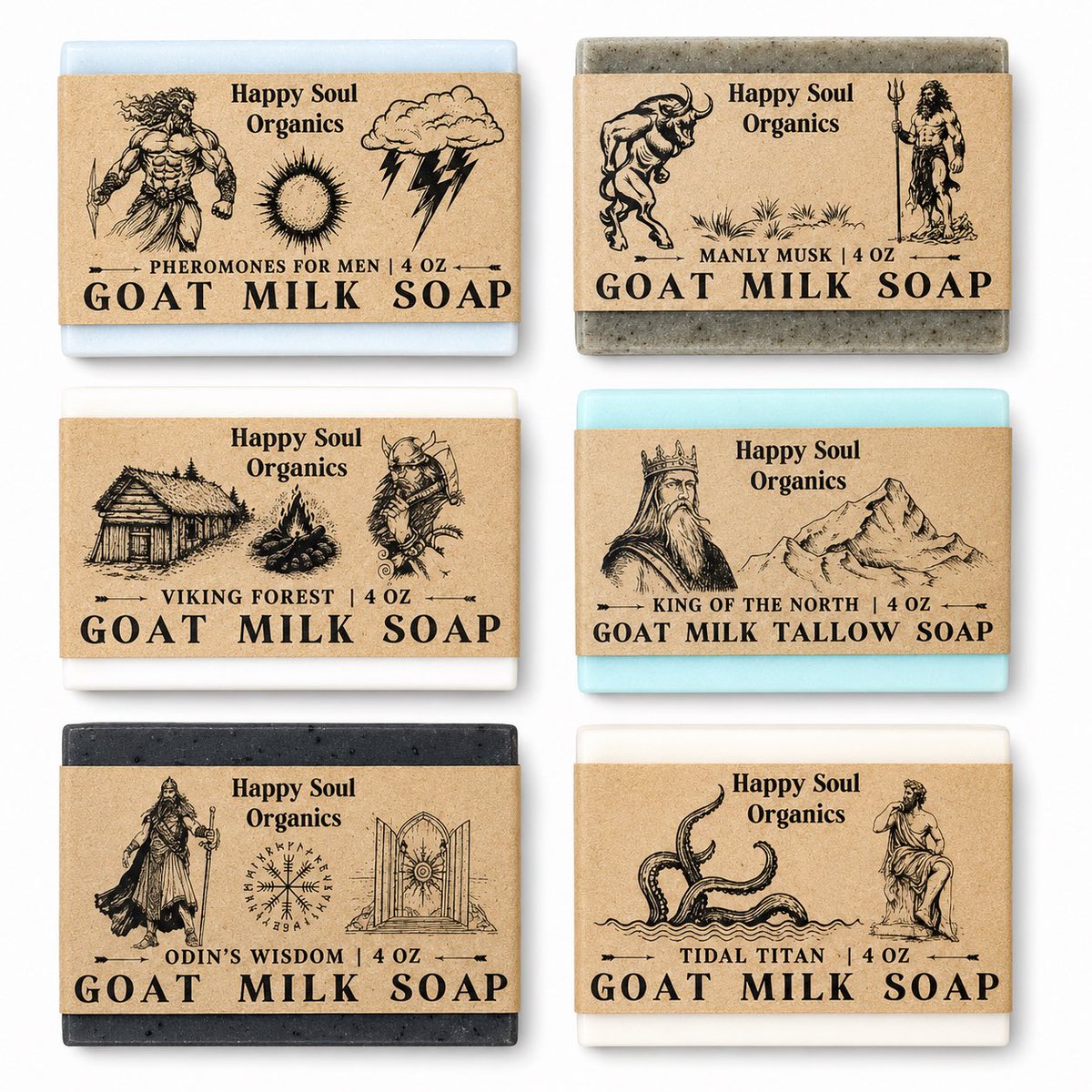 HappySoulStore's tweet photo. Did you know we make preselected gift sets of 6 scented soaps! The left is the men’s and right is the women’s! It’s the perfect way to try out our soaps for yourself or an easy thoughtful gift! #soapbundle #giftideas #skincare #goatmilksoap #handmadesoap https://t.co/iK2N1079Yw