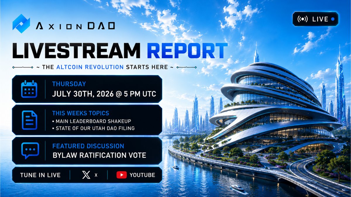 axion_network's tweet photo. Join us once again this Thursday, July 30th @ 5 PM UTC for our weekly report.

We're live, every week, on X, LinkedIn, Facebook &amp; YouTube.

Each Report Lasts Approximately 30 minutes. This is where you will hear everything first; this is how we do it!

https://t.co/vGeezOvXr3 https://t.co/8YHwTuuMAT