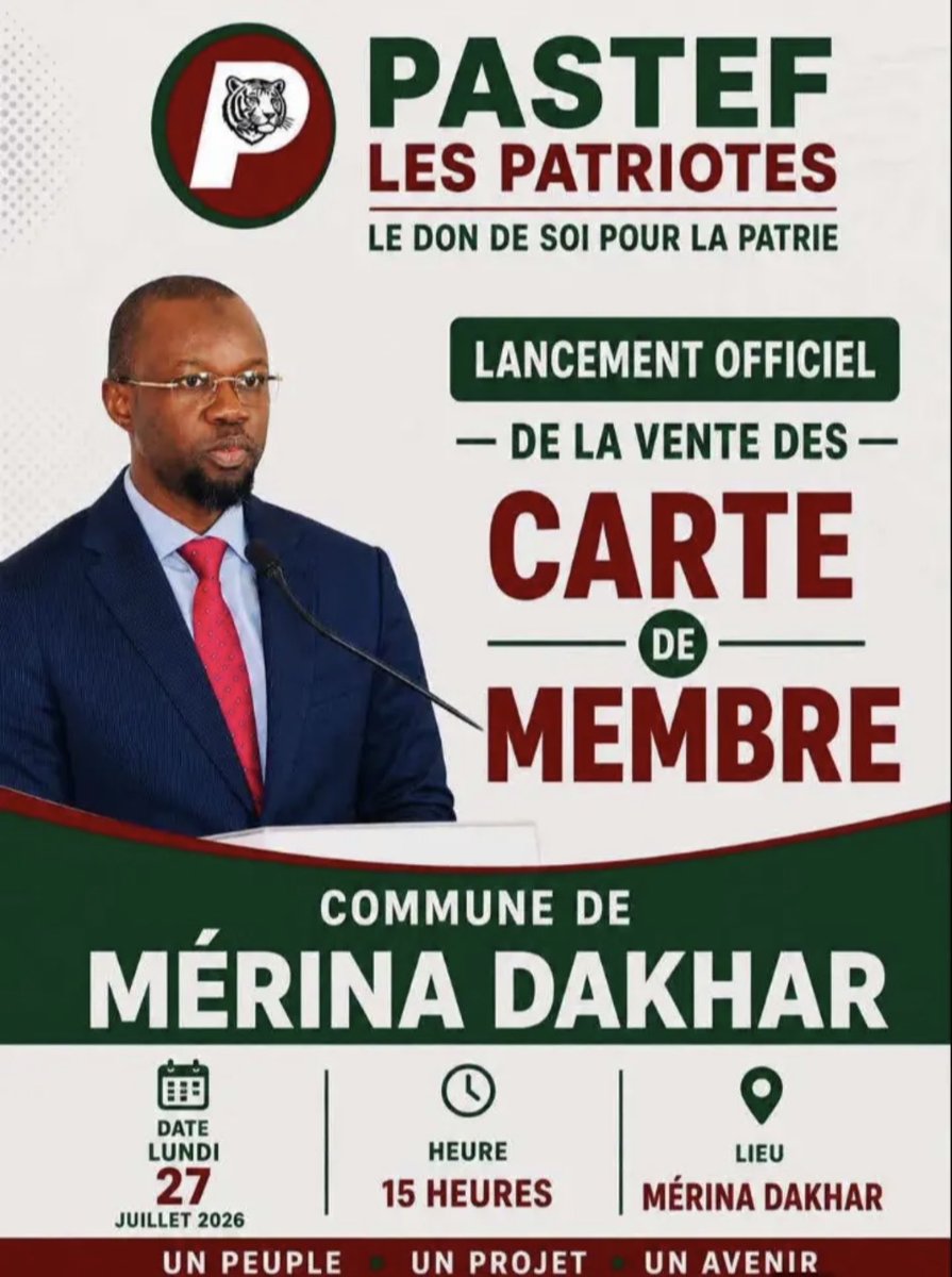 Pigaye's tweet photo. #Senegal : CARTE DE MEMBRE PASTEF 
#MerinaDakhar #SonkoRek https://t.co/MZqOYwD0OS