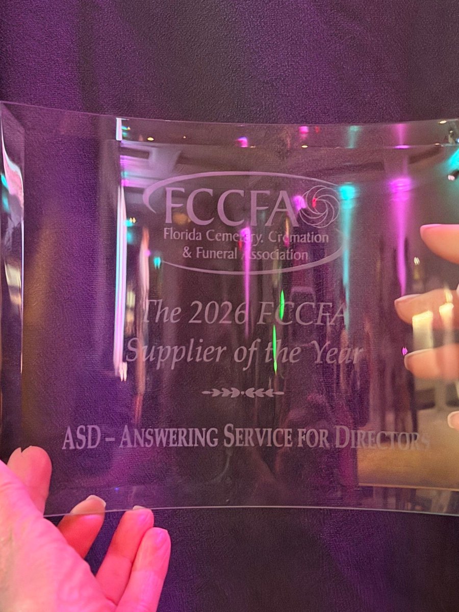 myASDcalls's tweet photo. What a wonderful surprise it was to receive the Supplier of the Year Award at the #FCCFA Convention earlier this week in Aventura! We are incredibly honored by this recognition and proud to have supported the FCCFA and its members for many years. #TeamASD #ASDontheRoad https://t.co/G4SoELso9l