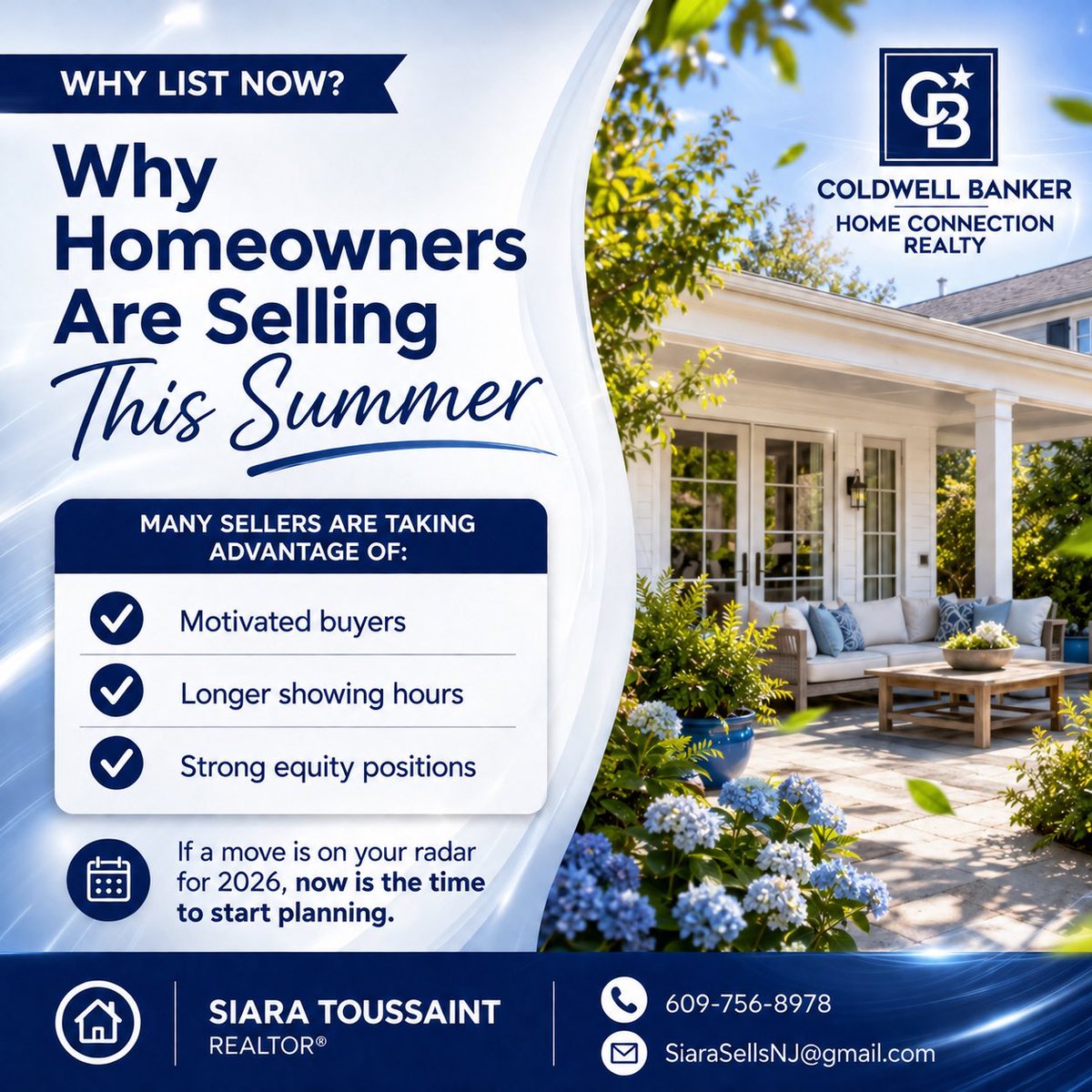 SiaraSellsNJ's tweet photo. Thinking about making a move? Now’s a great time to start planning. 

Whether you’re selling this year or next, I can help you maximize your home’s value. Curious what it’s worth? Let’s talk! 🏡 #SiaraSellsNJ #CBHC #RealEstateOceanCounty #SummerSellers #SummerBuyers https://t.co/vTZiO0KhVj