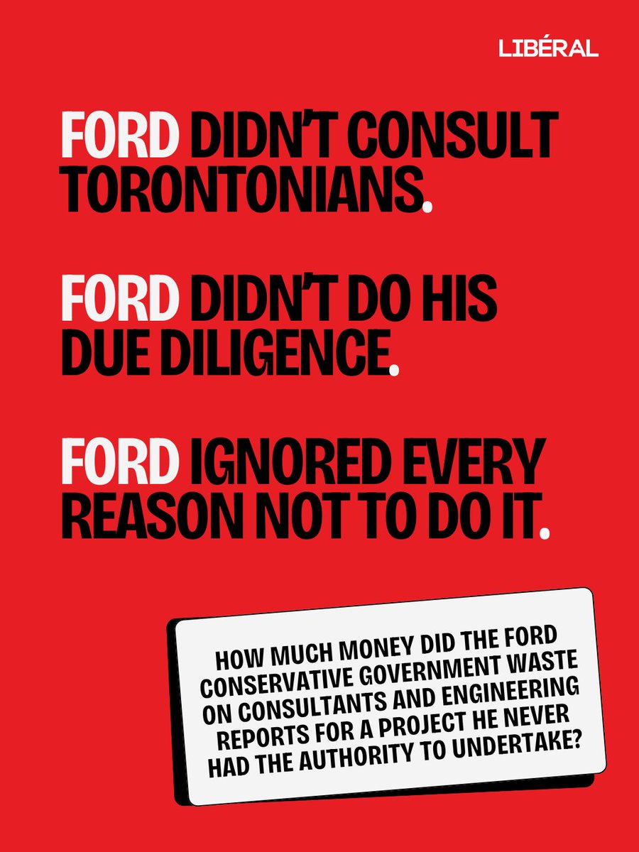 OntLiberal's tweet photo. Before making a major announcement, you consult the public. You do your due diligence. You listen to the evidence.

Doug Ford and his out-of-touch government skipped those steps. And as always, Ontarians pay the price.

Thank you to everyone who spoke up, and to @MarkJCarney and @stevenmackinnon for making an informed decision.

#onpoli