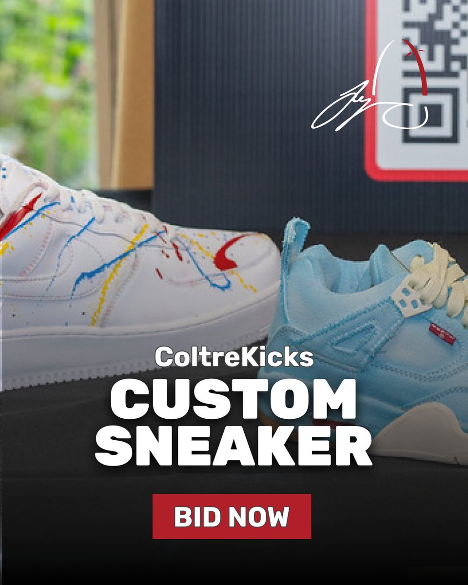 supportjtf's tweet photo. 👟 Sneakerheads, this one's for you.

Today's your LAST chance to bid on a custom sneaker experience with ColtreKicks, the St. Louis artist known for creating one-of-a-kind footwear.  https://t.co/ozlojpqop8 https://t.co/hVPec8p75s