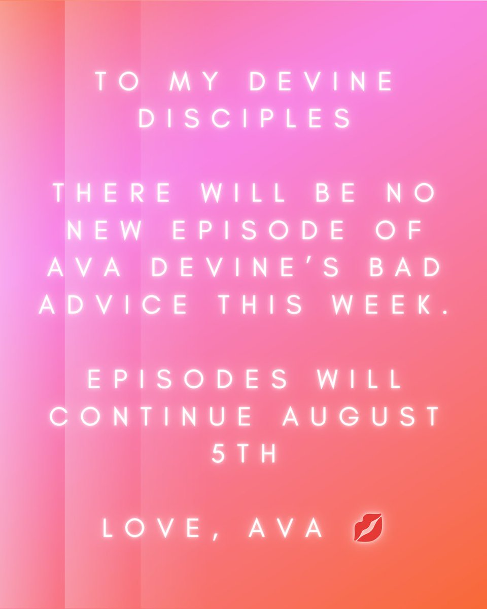 avadevinespod's tweet photo. Hi my disciples ❤️

Episodes will continue next week. I’ve got some goodies for you so stay tuned.

Love, Ava https://t.co/XBD2SawQOm
