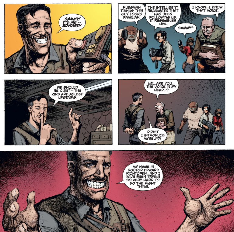 Stanley5574420's tweet photo. you know it's weird it was never explained how Primis Richtofen found a way to speak into Stuhlinger's head and not the others. Cause between Buried, the Comics, and Tag the voice goes from Ultimis to Primis then back to Ultimis https://t.co/TbGSPtX1QV