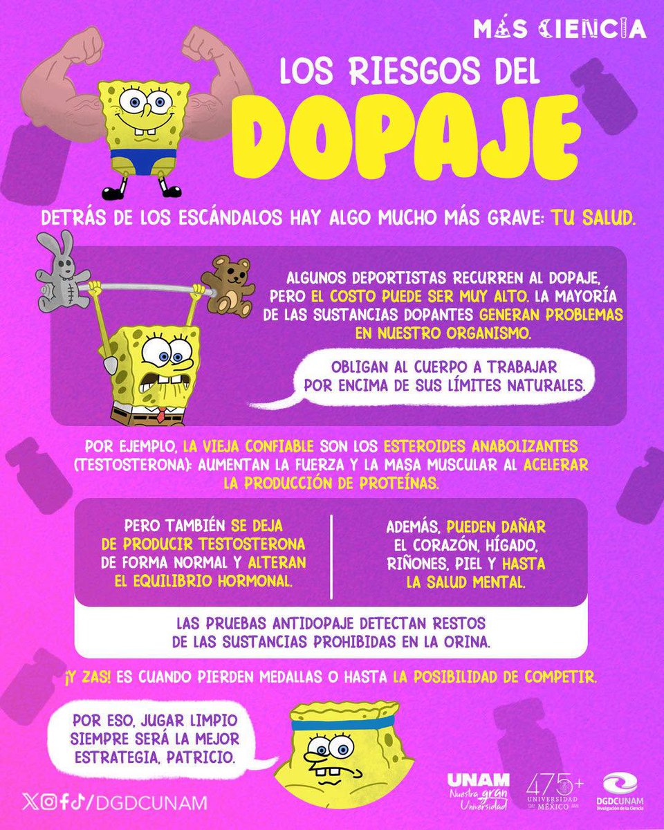 DGDCUNAM's tweet photo. No todo lo que mejora el rendimiento juega a favor de tu salud.

Aunque los resultados parezcan inmediatos, el dopaje puede tener efectos que van mucho más allá de una competencia y afectar el funcionamiento del cuerpo.
#MásCiencia https://t.co/lbm5Kf0qgl