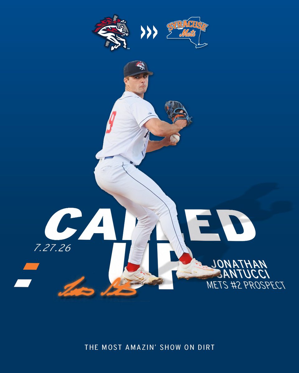 SyracuseMets's tweet photo. Mets #2 Prospect Jonathan Santucci is coming to Cuse! Jonathan Santucci has an ERA of 3.28 in his minor league career! Here we go Jonathan! 😤 https://t.co/GKDuYPeuFt