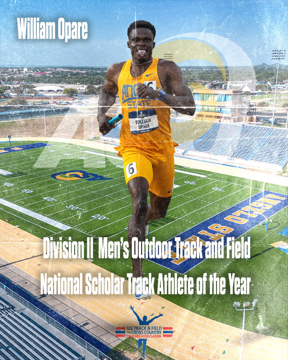 angeloathletics's tweet photo. Congrats to William Opare on being named the Division II Men's Outdoor Track and Field National Scholar Track Athlete of the Year! #RamEm https://t.co/kWXr28qm8H