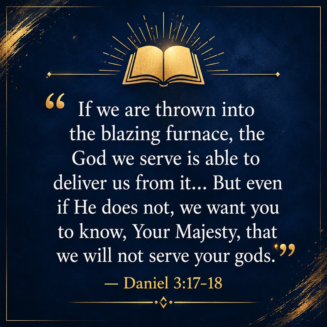 ceekaydigital's tweet photo. What would you do if standing for what's right meant standing alone?
Shadrach, Meshach, and Abednego chose faith over fear—and discovered that God was with them in the fire. 🔥🙏
#Daniel3 #StandFirm #FaithOverFear #CeekayDigital #ChristianLiving https://t.co/PIhPQ1oCLr