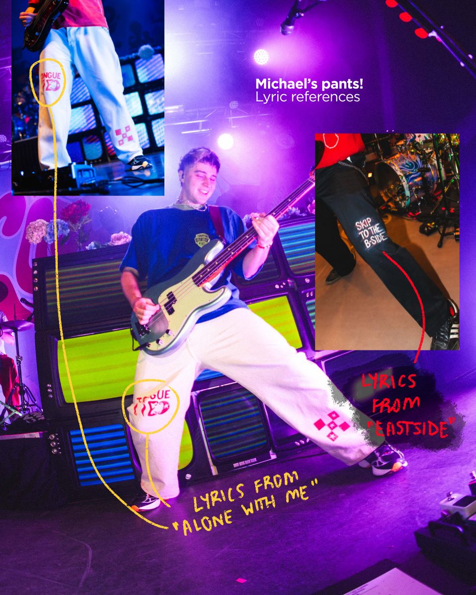 goodkidband's tweet photo. What was your fav look from tour?? ⭐️ Almost all of our clothes were custom made, and our stylist &amp; photographer @evvviem hid easter eggs throughout the looks 👀🪡🧵🎨🖌️ Reminder that all of our UK &amp; EU are THEMED — can’t wait to see what y’all wear!! 🤩 https://t.co/RGqF62trZs
